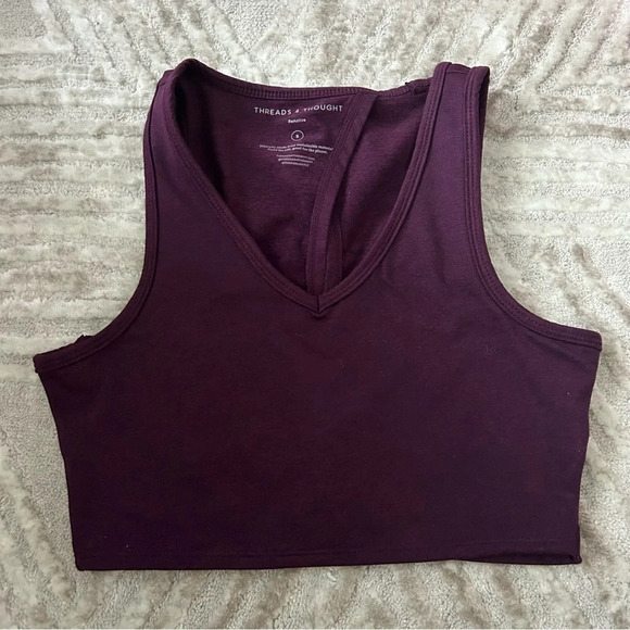 ‼️Threads 4 Thought Sports Bra Tie Back Top Maroon Color Sustainable Size Small - Picture 1 of 3